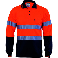 DNC HiVis D/N Cool Breathe Polo Shirt With CSR R/Tape - Long Sleeve - Orange/Navy