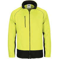 DNC HIVIS 2 TONE FULL ZIP FLEECY SWEAT SHIRT WITH TWO SIDE ZIPPED POCKETS - Yellow/Navy