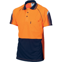 DNC HiVis Cool-Breathe Sublimated Piping Polo - Short Sleeve - Orange/Navy