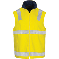 DNC HiVis Cotton Drill Reversible Vest with Generic R/Tape - Yellow/Navy