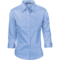 DNC Ladies Premier Stretch Poplin Business Shirts - 3/4 Sleeve - Blue