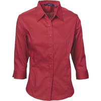 DNC Ladies Premier Stretch Poplin Business Shirts - 3/4 Sleeve - Cherry