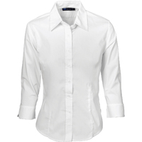 DNC Ladies Premier Stretch Poplin Business Shirts - 3/4 Sleeve - White