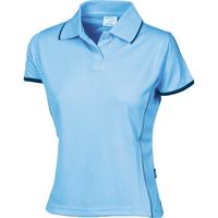 DNC Ladies Cool-Breathe Piping Polo - Sky/Navy