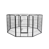 PaWz - 8 Panel Pet Dog Playpen Puppy Exercise Cage Enclosure Fence Cat Play Pen - Black - 24''