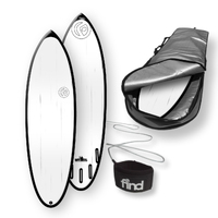 FIND™ 5'10" BLITZ Polytec Black Streaked Surfboard + Fins + Cover + Leash Package