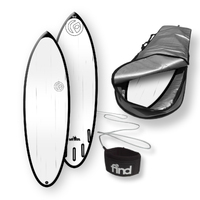 FIND™ 5'7" BLITZ Polytec Black Streaked Surfboard + Fins + Cover + Leash Package