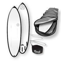 FIND™ 6'0" BLITZ Polytec Black Streaked Surfboard + Fins + Cover + Leash Package