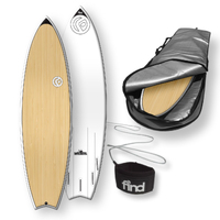 FIND™ Speedsta 6'4" Bamboo Surfboard + Cover + Leash Package