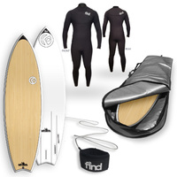 FIND™ Speedsta 6'0" Bamboo Surfboard + Cover + Leash + Wetsuit Package