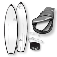 FIND™ Speedsta 6'4" Polytec Black Streaked Surfboard + Cover + Leash Package