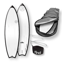 FIND™ Speedsta 6'0" Polytec Black Streaked Surfboard + Cover + Leash  Package