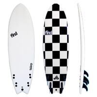 FIND™ 5'10" Creeper Quad Tuffrap Soft Surfboard - White Checker