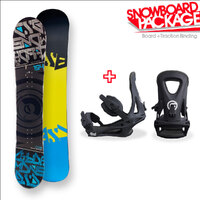 CSB Snowboard 154cm Freeride Blue Twin Tip Camber Capped Snowboard Package with  Traction Bindings