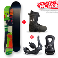CUBA Snowboard 154cm Libre Green Twin Tip Camber Sidewall Snowboard Package with  Traction Bindings and  ATOP Cable boots