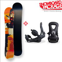 CUBA Snowboard 150cm Libre Orange Twin Tip Flat Rocker Sidewall Snowboard Package with  Traction Bindings