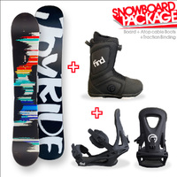 JOYRIDE Snowboard 151.5cm Snow Multicolor Twin Tip Flat With Tip Rocker Capped Snowboard Package with  Traction Bindings and  ATOP Cable boots