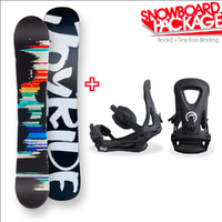 JOYRIDE Snowboard 151.5cm Snow Multicolor Twin Tip Flat With Tip Rocker Capped Snowboard Package with  Traction Bindings