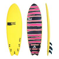 FIND™ Creeper Quad Tuffrap Soft Surfboard - Yellow Pink