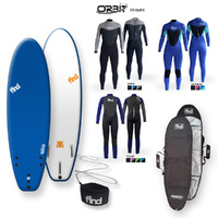 FIND 2021 Tuffrap Surfboard - Royal Blue + Cover + Leash + Orbit Steamer wetsuit