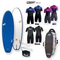 FIND 2021 Tuffrap Surfboard - Royal Blue + Cover + Leash + Orbit Spring wetsuit