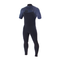 Ocean & Earth Mens Chest Zip GBS Free-Flex Steamer Short Sleeves - 2mm - Black Charcoal 